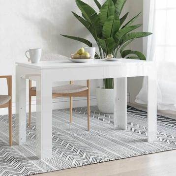 vidaXL Eettafel 120x60x76 cm bewerkt hout hoogglans wit, Verzenden