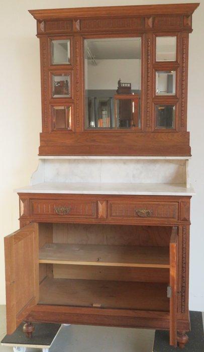 Hoog dressoir - Carrara marmer - Facet geslepen spiegels, Antiek en Kunst, Antiek | Overige Antiek