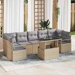 vidaXL Tuinbank Set met opslag 8 pcs Beige Poly rattan, Verzenden, Nieuw