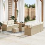 vidaXL Tuinbank Set met kussen 10 pcs Beige Poly rattan, Tuin en Terras, Verzenden, Nieuw