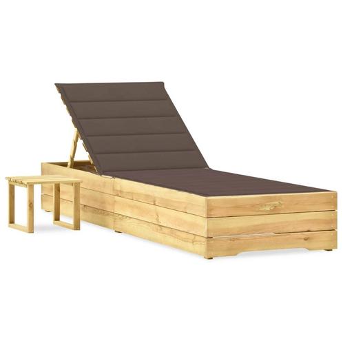vidaXL Ligbed met tafeltje en kussen geïmpregneerd, Tuin en Terras, Ligbedden, Nieuw, Verzenden