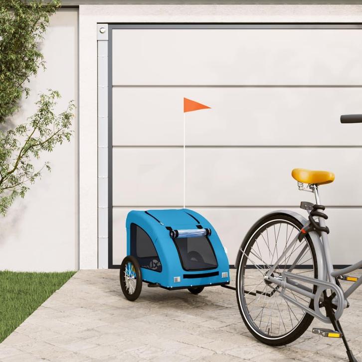 vidaXL Hondenfietstrailer oxford stof en ijzer blauw, Dieren en Toebehoren, Overige Dieren-accessoires, Nieuw, Verzenden