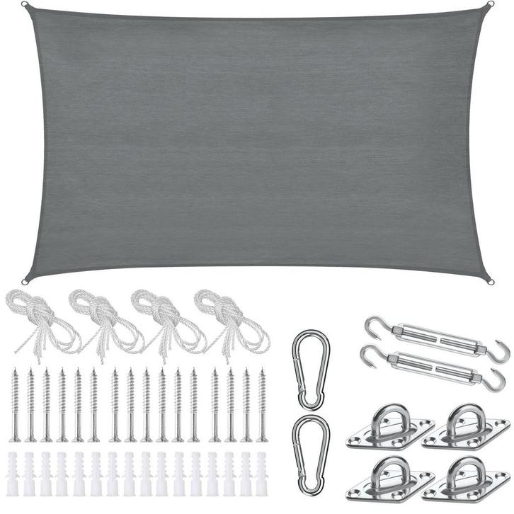 tectake Schaduwdoek Sunny, weerbestendig HDPE-materiaal met, Jardin & Terrasse, Protection solaire, Envoi