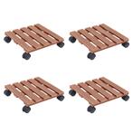 vidaXL Plantentrolleys 4 st 30x30x7,5 cm HKC bruin, Tuin en Terras, Verzenden, Nieuw