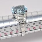 Ring - 18 karaat Witgoud - 5.97ct. tw. Aquamarijn - Diamant, Handtassen en Accessoires, Ringen, Nieuw