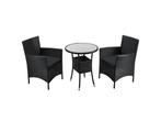 Veiling - Balkonset polyrotan - Bayamo - 3 delig -Zwart, Tuin en Terras, Nieuw