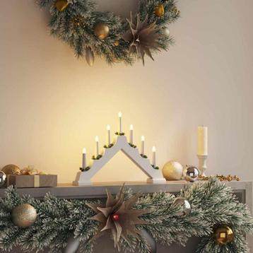 vidaXL Kerst Kaarsbrug Wit 39,5 x 5 x 29 cm Massief beschikbaar voor biedingen