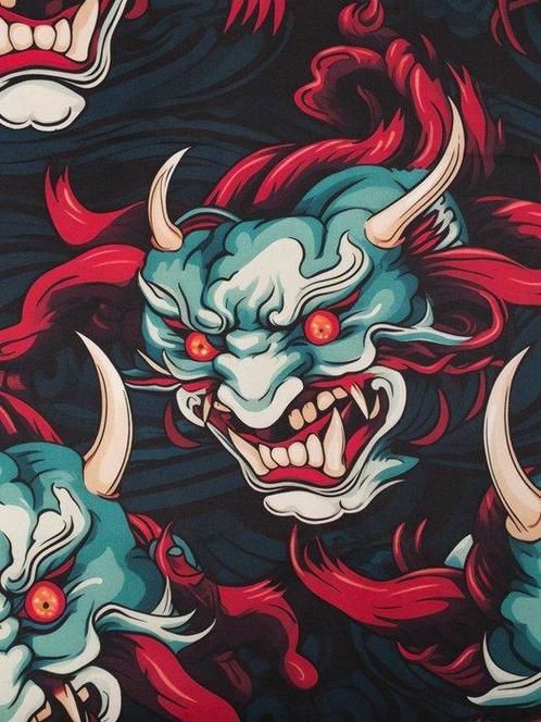 FREE SHIPPING !!!!! - TEXSTIL ART - La danse des Oni - Tissu, Antiek en Kunst, Kunst | Designobjecten