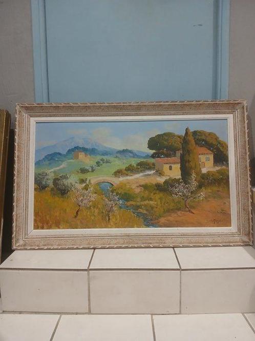 J. Rouvier XXe - Paysage Provençale, Antiek en Kunst, Kunst | Schilderijen | Klassiek