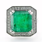 Ring Platina -  8.52 tw. Smaragd - Zambia - Diamant, Bijoux, Sacs & Beauté