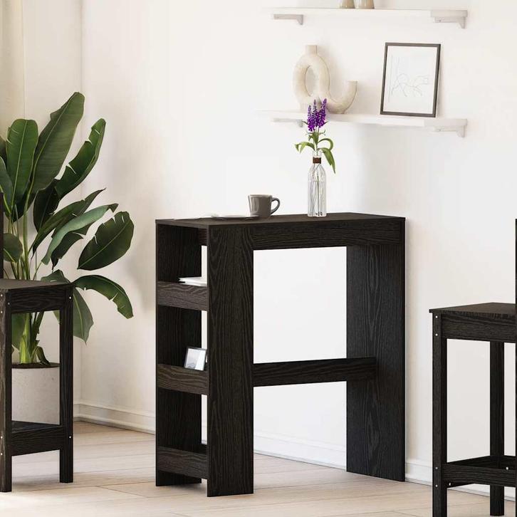 vidaXL Bartafel met rekken Zwarte eik 90x40x103,5 cm bewerkt, Huis en Inrichting, Tafels | Eettafels, Nieuw, Verzenden