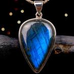 TOP Flash Blauwe Labradoriet - Zilveren hanger met zetting -, Antiek en Kunst, Curiosa en Brocante