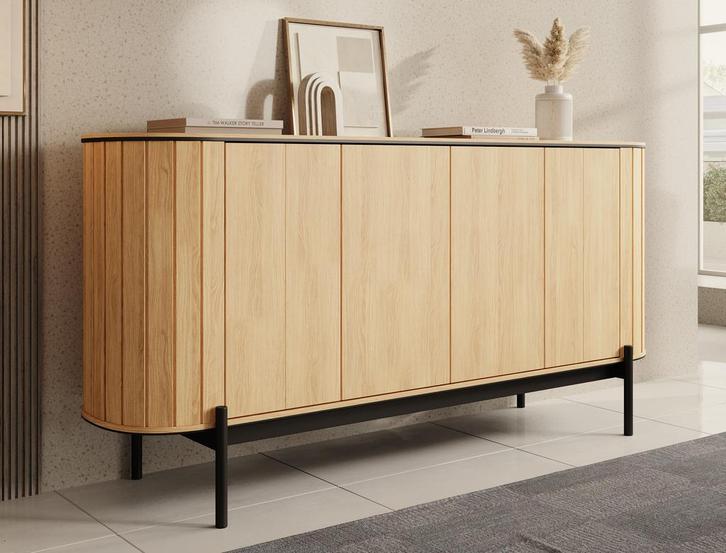 Meubella | Dressoir eiken 168cm | Kast 4 deuren, Huis en Inrichting, Kasten | Dressoirs, 25 tot 50 cm, Nieuw, 150 tot 200 cm, Verzenden