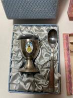 Donald Duck, Mickey Mouse - 2 Wit metalen kinderservies -, Verzamelen, Nieuw