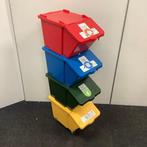Afvalscheidingsbakken op wielen, (4 stuks), Gebruikt, Kunststof