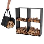 Lendo Online Range-bûches 80x28x80 Acier Thermolaqué Noir, Jardin & Terrasse