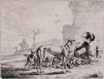 Dirk Stoop (1610-1686) - Man with a Greyhound and other dogs, Antiek en Kunst