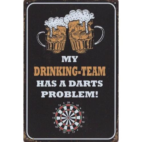 Wandbord -  My Drinking Team Has A Darts Problem, Huis en Inrichting, Woonaccessoires | Wanddecoraties, Nieuw