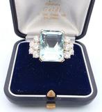 Ring - 18 karaat Witgoud Aquamarijn - Diamant