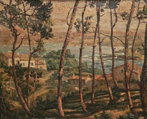 Escuela europea (XIX-XX) - NO RESERVE - Vista de la Bahia, Antiek en Kunst, Kunst | Schilderijen | Klassiek