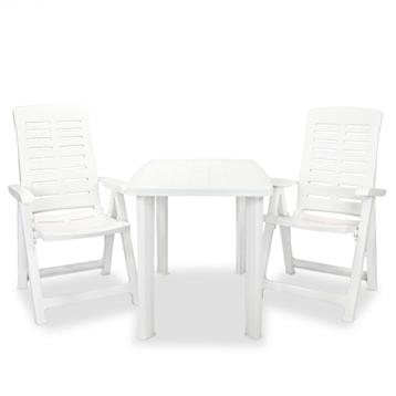 vidaXL 3-delige Bistroset kunststof wit, Verzenden