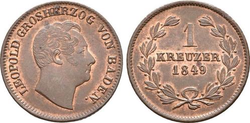 1 Kreuzer 1849 Baden: Leopold, 1830-1852:, Timbres & Monnaies, Monnaies | Europe | Monnaies non-euro, Envoi