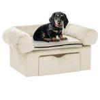 vidaXL Hondenbank met lade 75x50x38 cm pluche crèmekleurig, Verzenden, Nieuw