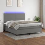 vidaXL Boxspring met matras en LED stof donkergrijs 160x200, Maison & Meubles, Verzenden