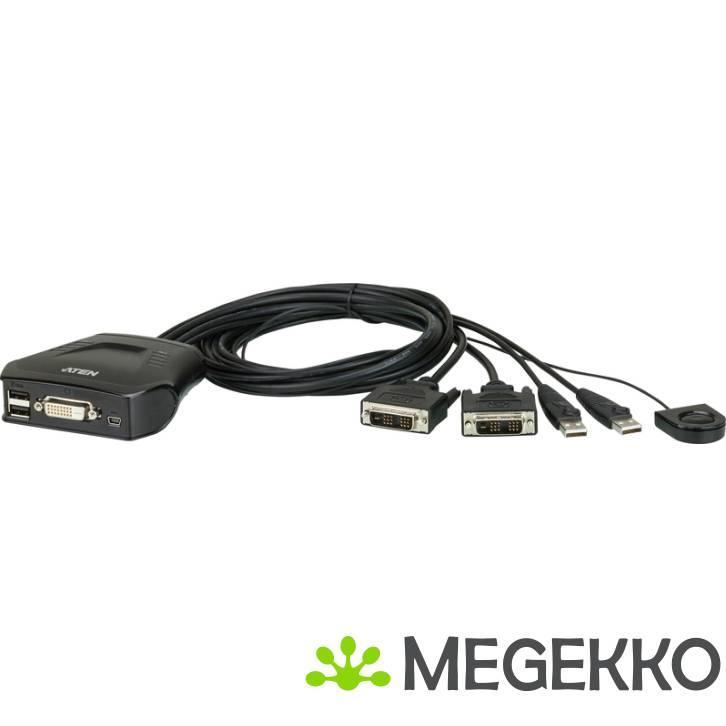 ATEN mini KVM switch 2-port USB CS22D DVI, Computers en Software, Overige Computers en Software, Nieuw, Verzenden