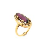 Gouden ring met granaat (vintage, dames sieraden), Bijoux, Sacs & Beauté, Bagues, Ophalen of Verzenden