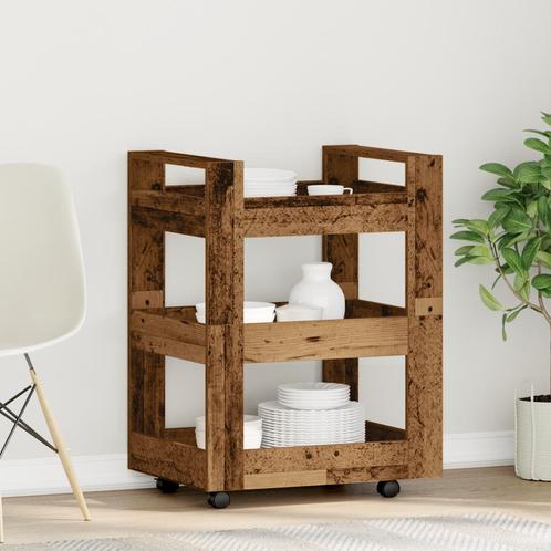 vidaXL Keuken Trolley Oude Hout 60x45x80 cm Geengineerd Hout, Huis en Inrichting, Keuken | Keukenbenodigdheden, Nieuw, Verzenden