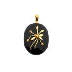 Vintage gouden medaillon hanger met onyx (vintage hanger), Handtassen en Accessoires, Ophalen of Verzenden, Gebruikt, Goud, Overige merken