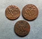 Nederlands-Indië. VOC duit 1728, 1745 Zeeland en 1746, Postzegels en Munten