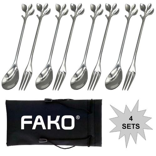 Fako Bijoux® - Gebak Bestek - Dessert Bestek - Blaadjes -, Huis en Inrichting, Keuken | Bestek, Verzenden