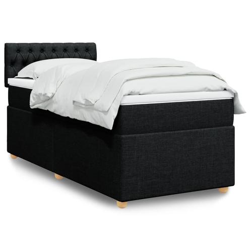 vidaXL Boxspring met matras stof zwart Single (alleen AU), Huis en Inrichting, Slaapkamer | Bedden, Nieuw, Verzenden
