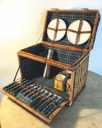 inhoud voor 4 personen - Picknickmand - Engels - Wicker,, Antiek en Kunst, Curiosa en Brocante