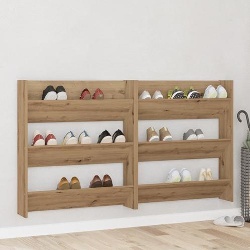 vidaXL Wand Schoenkasten 2 pcs artisanaal eikenkleurig 60 x, Huis en Inrichting, Kasten | Schoenenkasten, Nieuw, Verzenden