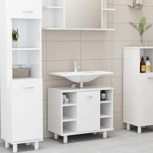 vidaXL Badkamerkast 60x32x53,5 cm bewerkt hout hoogglans wit, Huis en Inrichting, Badkamer | Badkamermeubels, Nieuw, Verzenden