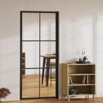 vidaXL Binnendeur 93x201,5 cm ESG-glas en aluminium zwart, Verzenden, Nieuw