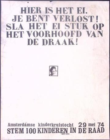Poster over Amsterdamse kinderkruistocht (lijst optie) beschikbaar voor biedingen