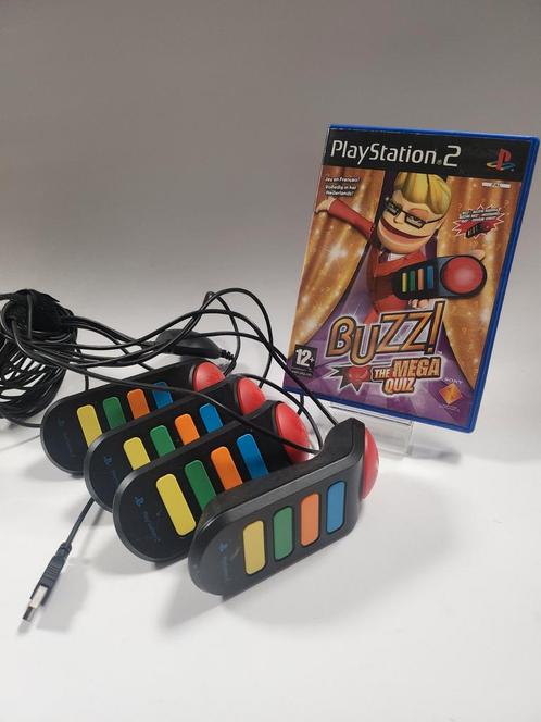 Buzz Set + Buzz the Mega Quiz Playstation 2, Consoles de jeu & Jeux vidéo, Jeux | Sony PlayStation 2, Enlèvement ou Envoi