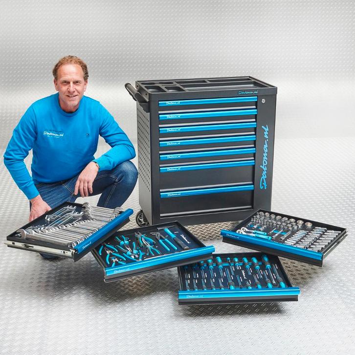 Datona Gereedschapswagen Black-Line 7 laden + 153-delige, Doe-het-zelf en Bouw, Gereedschapskisten, Ophalen of Verzenden