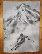 Arazzo in alpaca-wol met skiër in de bergen - 185x140cm -, Antiek en Kunst, Antiek | Tapijten, Tafelkleden en Textiel