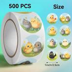 Sluitstickers vrolijke kuikentjes etiket 2,5 cm rol 500, Nieuw