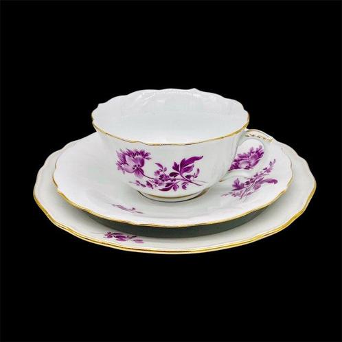 Meissen - Theeservies (3) - 3-teiliges Teegedeck, Blume, Antiek en Kunst, Antiek | Meubels | Tafels