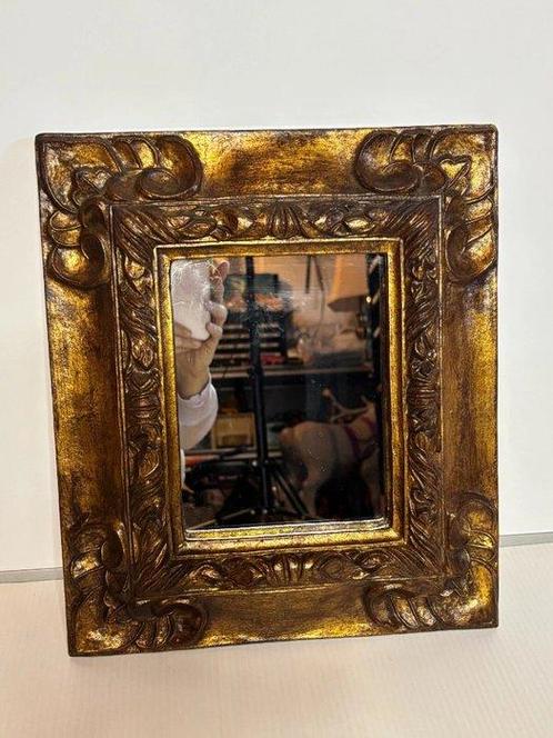 Spiegel- Ambachtelijke wandspiegel – op maat gemaakte lijst, Antiek en Kunst, Curiosa en Brocante