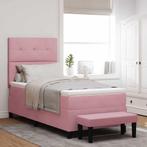 vidaXL Boxspring bed met matras Roze 90 x 200 cm Fluweel, Verzenden