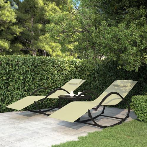 vidaXL Ligbedden schommelend 2 st staal en textileen, Tuin en Terras, Ligbedden, Nieuw, Verzenden