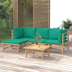 vidaXL Salon de jardin 5 pcs avec coussins vert bambou, Salons de jardin, Verzenden