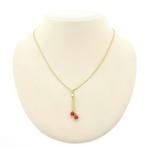 Gouden collier met bloedkoraal | 38 cm, Handtassen en Accessoires, Gebruikt, Overige kleuren, Ophalen of Verzenden, Met edelsteen